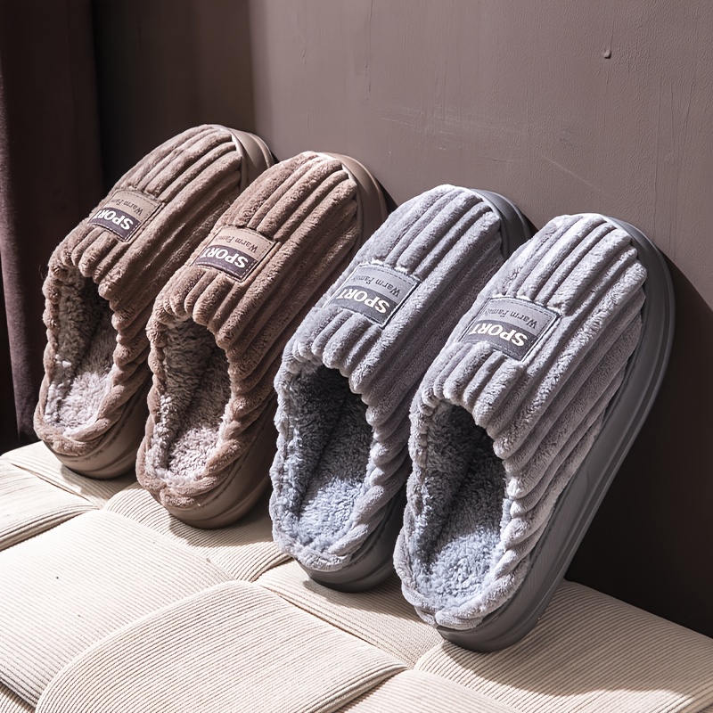 Men Shoes Essentials - 男性冬スリッパプラスサイズ暖かい豪華な室内靴厚い底アンチスリップ居心地の良いフリース裏地ホームフラット快適な履物