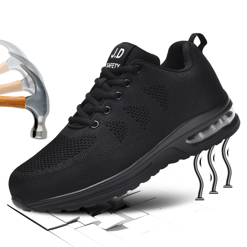 Men Shoes Jd - 男性用の破壊不能な安全靴スチールトゥ抗穿刺男性用作業靴軽量滑り止めエアクッションスニーカー ﻿