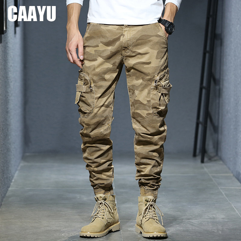 Men Shoes Joggers - CAAYU ジョガーカーゴパンツ男性カジュアルヒップホップマルチポケット男性ズボンスウェットパンツストリート戦術トラックカーキ迷彩パンツ