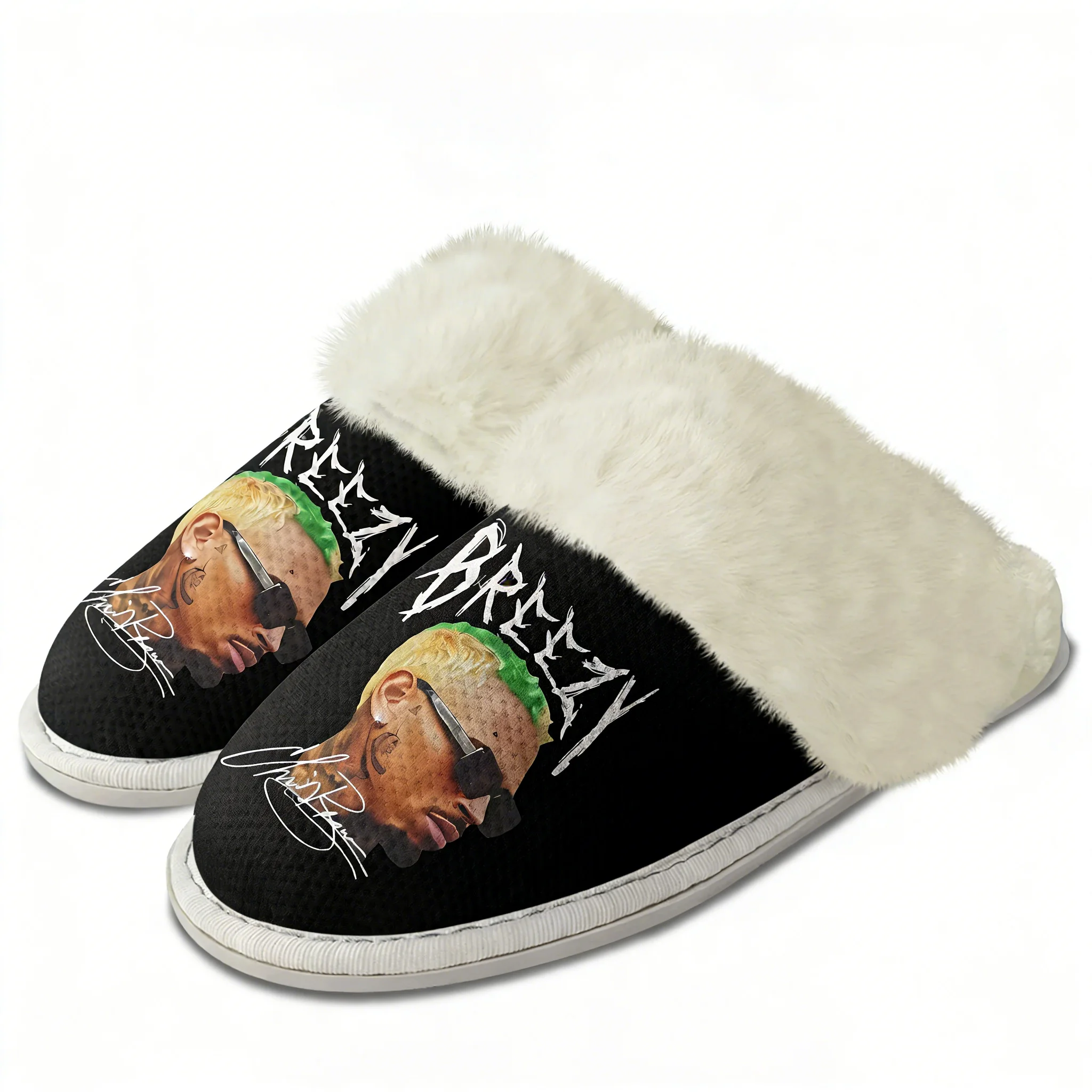 Men'S Shoes Lightweight - クリスブラウンぬいぐるみスリッパ保温靴ヒップホップラッパーメンズレディースホームコットン寝室カスタマイズされたサーマル軽量スリッパ