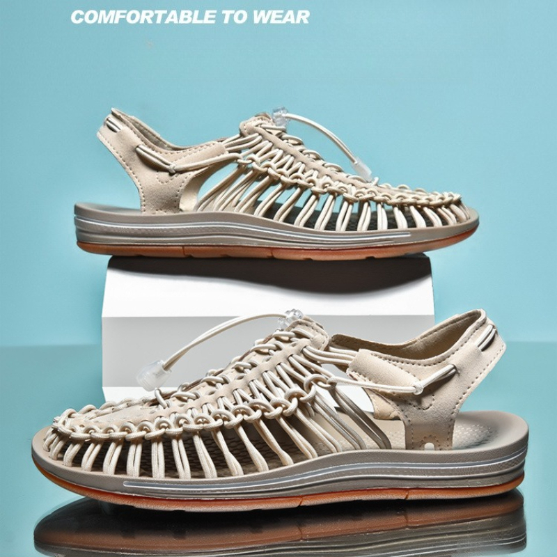 Men Shoes Essentials - 快適な軽量織りサンダル男性夏の屋外ウォーキングシューズ通気性速乾性ビーチプールシャワーカジュアルスライド