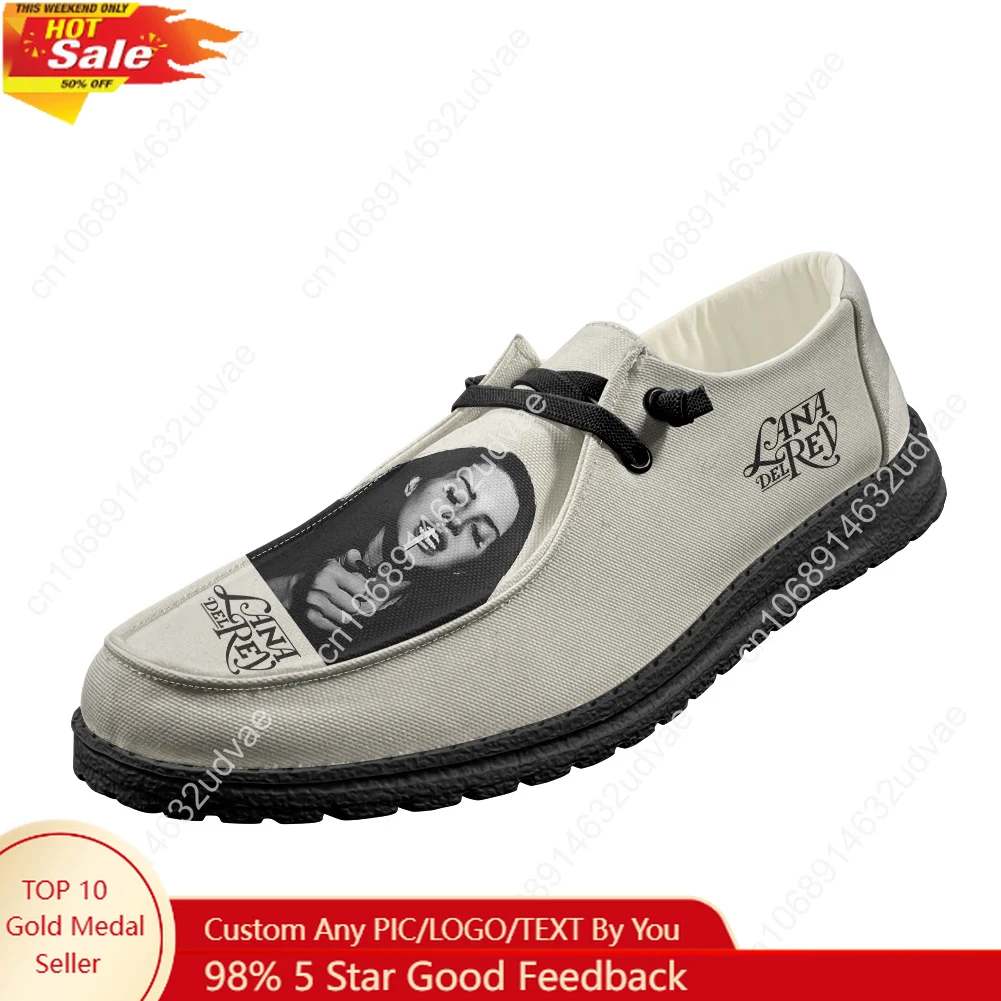 Men'S Shoes Lightweight - ラナ・デル・レイ歌手ローファー男性女性ユースカジュアルシューズ耐久性のある軽量フラットシューズアウトドア日常仕事カスタムシューズブラック
