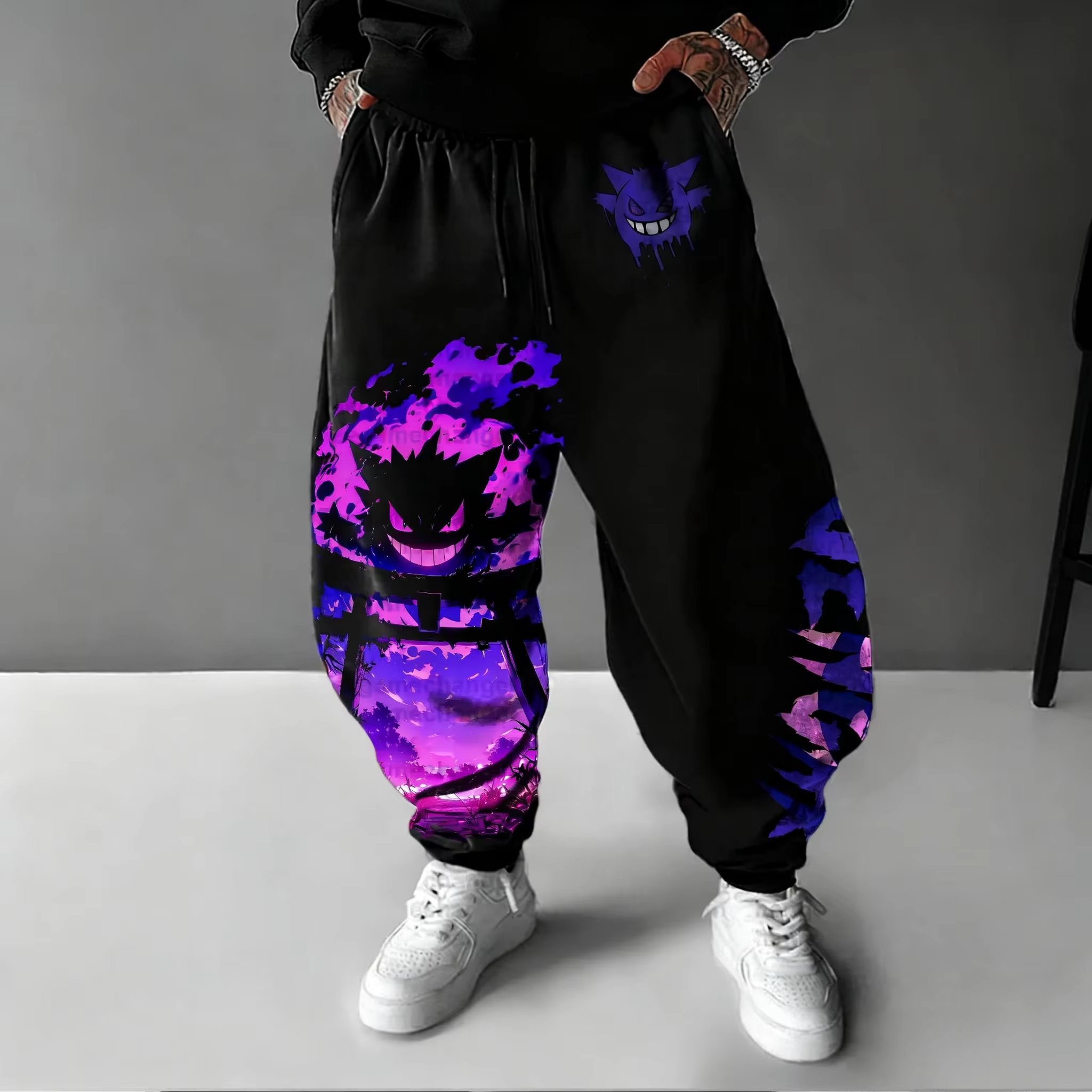 Men Shoes Joggers - Y2K 2026 ポケモンゲンガーコットンスウィートパンツ男性女性スポーツパンツ春夏ストリートヒップホップカジュアルルーズジョガーパンツ