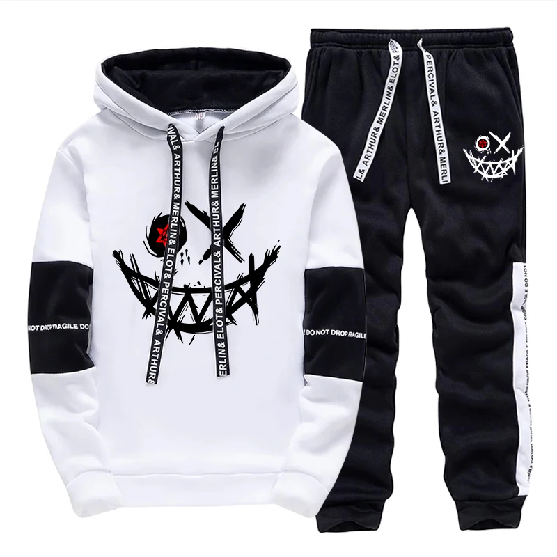 Men Shoes Joggers - メンズセット/パーカー/パンツ 2026年秋 デイリーカジュアルファッション フード付きスウェットシャツとジョガーパンツ アーバン トレンディ