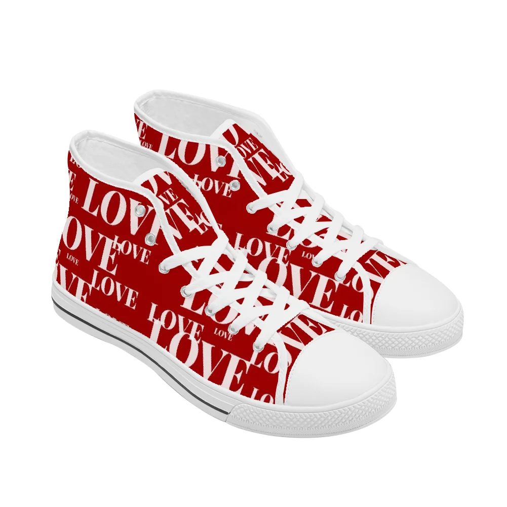 カスタムクラシックハイカットキャンバスシューズ、赤いバレンタ - Men Shoes Red のレビューと価格