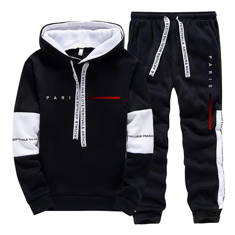 パリファッションパーカーストリートウェアメンズセットフード付 - Men Shoes Joggers のレビューと価格