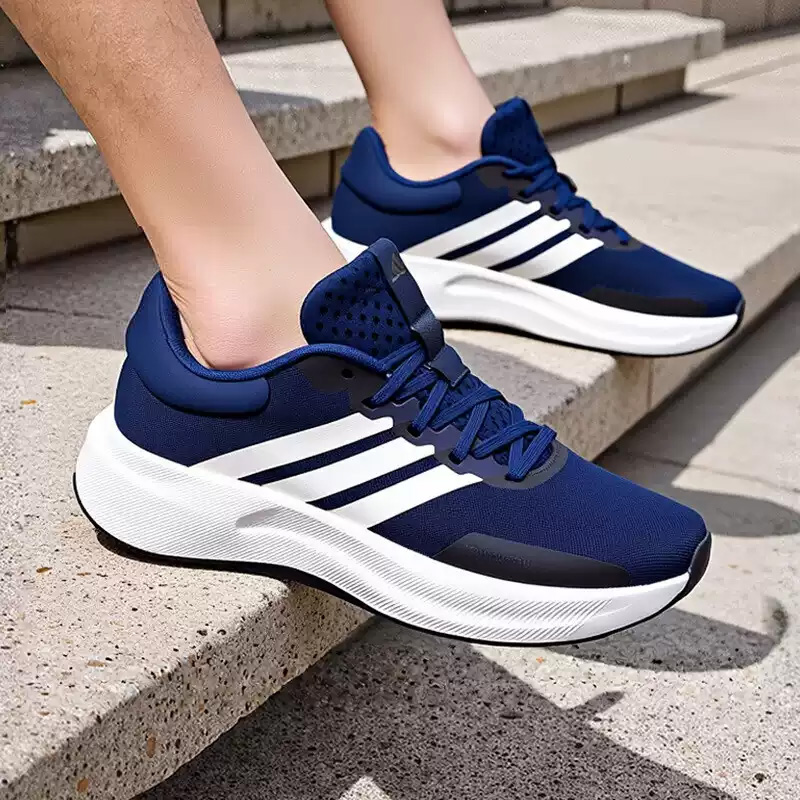 アディダス ネイビーブルー スリーストライプス 通気性メッシ - Men Shoes Jd のレビューと価格