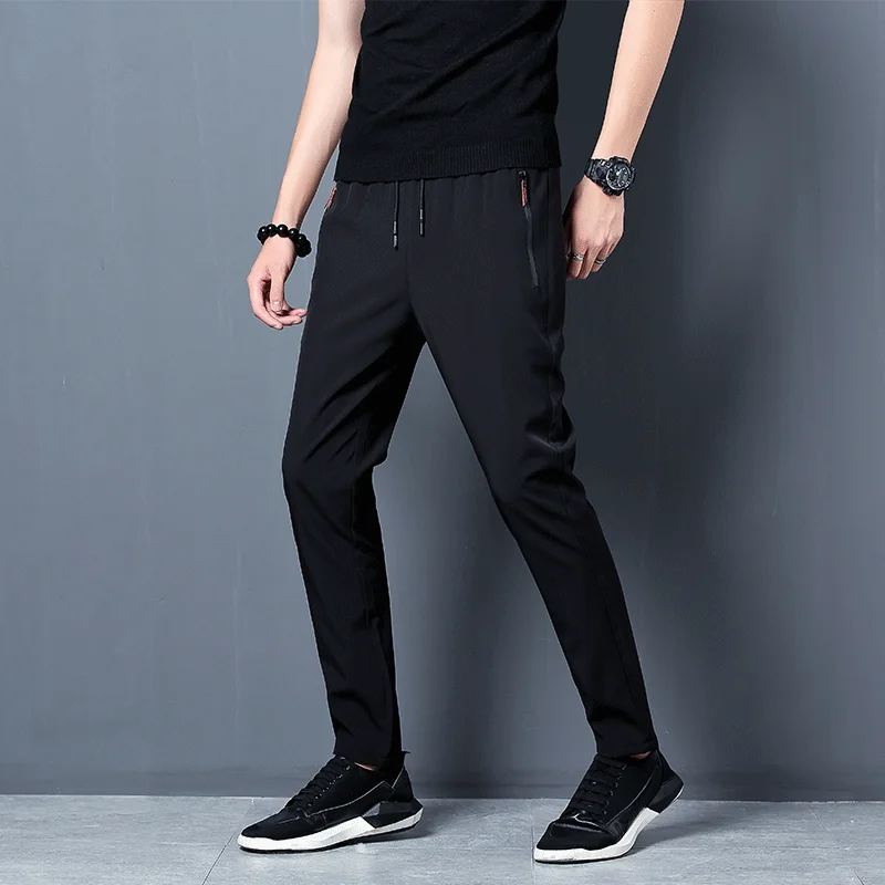 メンズカジュアルパンツストレートスリムフィット弾性ウエストジ - Men Shoes Joggers のレビューと価格