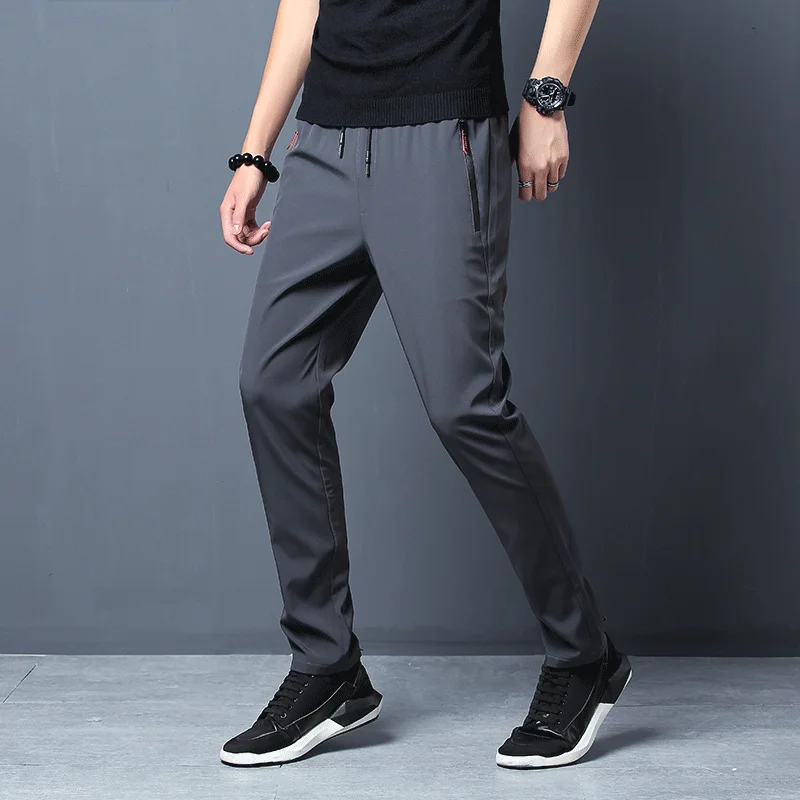 メンズカジュアルパンツストレートスリムフィット弾性ウエストジ - Men Shoes Joggers のレビューと価格