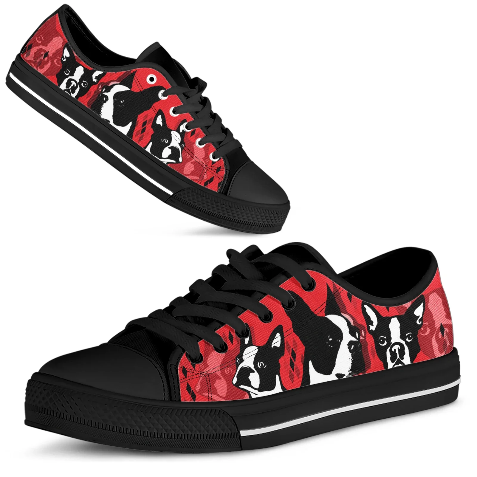 レッドボストンテリアプリントシューズレディース2023秋スポ - Men Shoes Red のレビューと価格