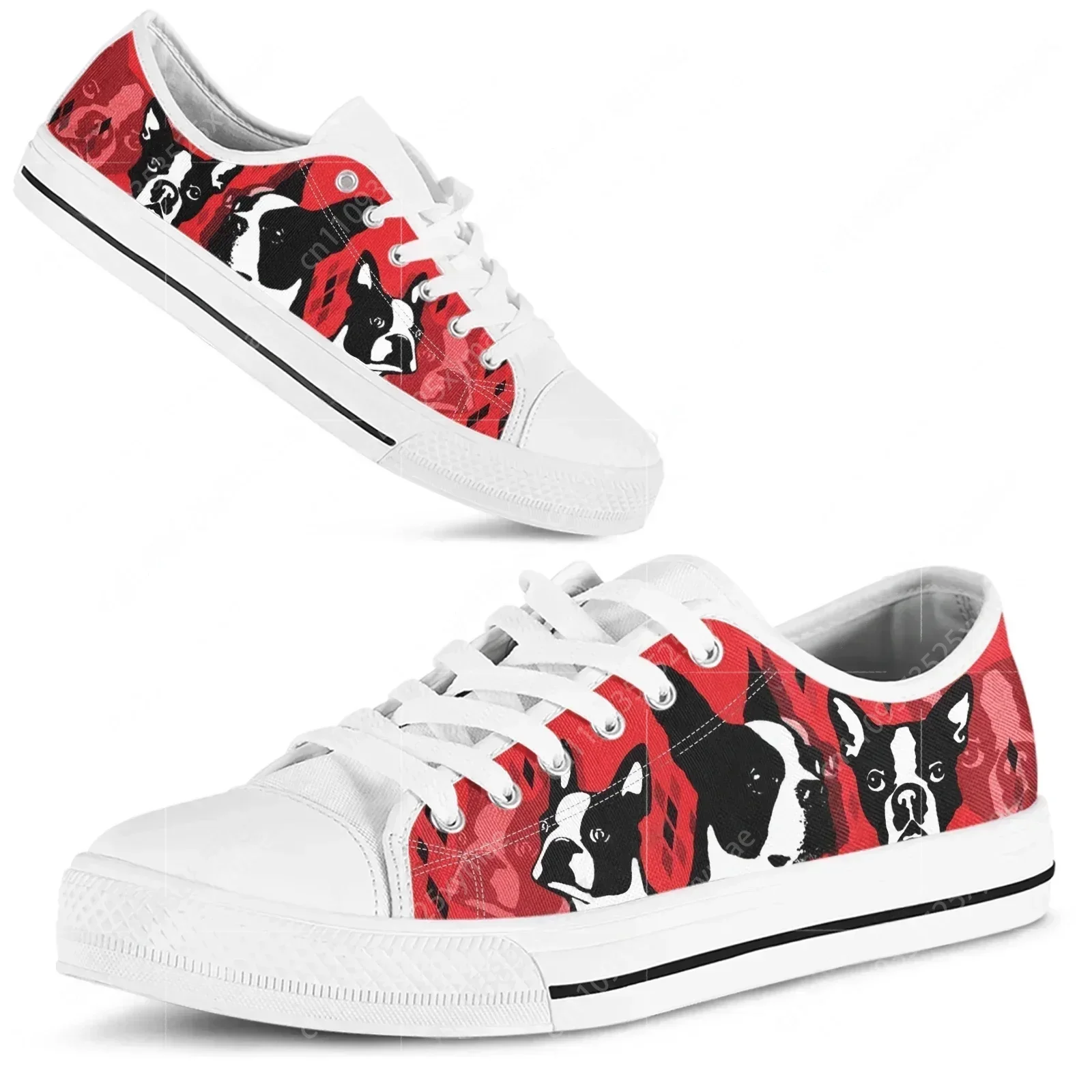 レッドボストンテリアプリントシューズ女性用2025秋スポーツ - Men Shoes Red のレビューと価格