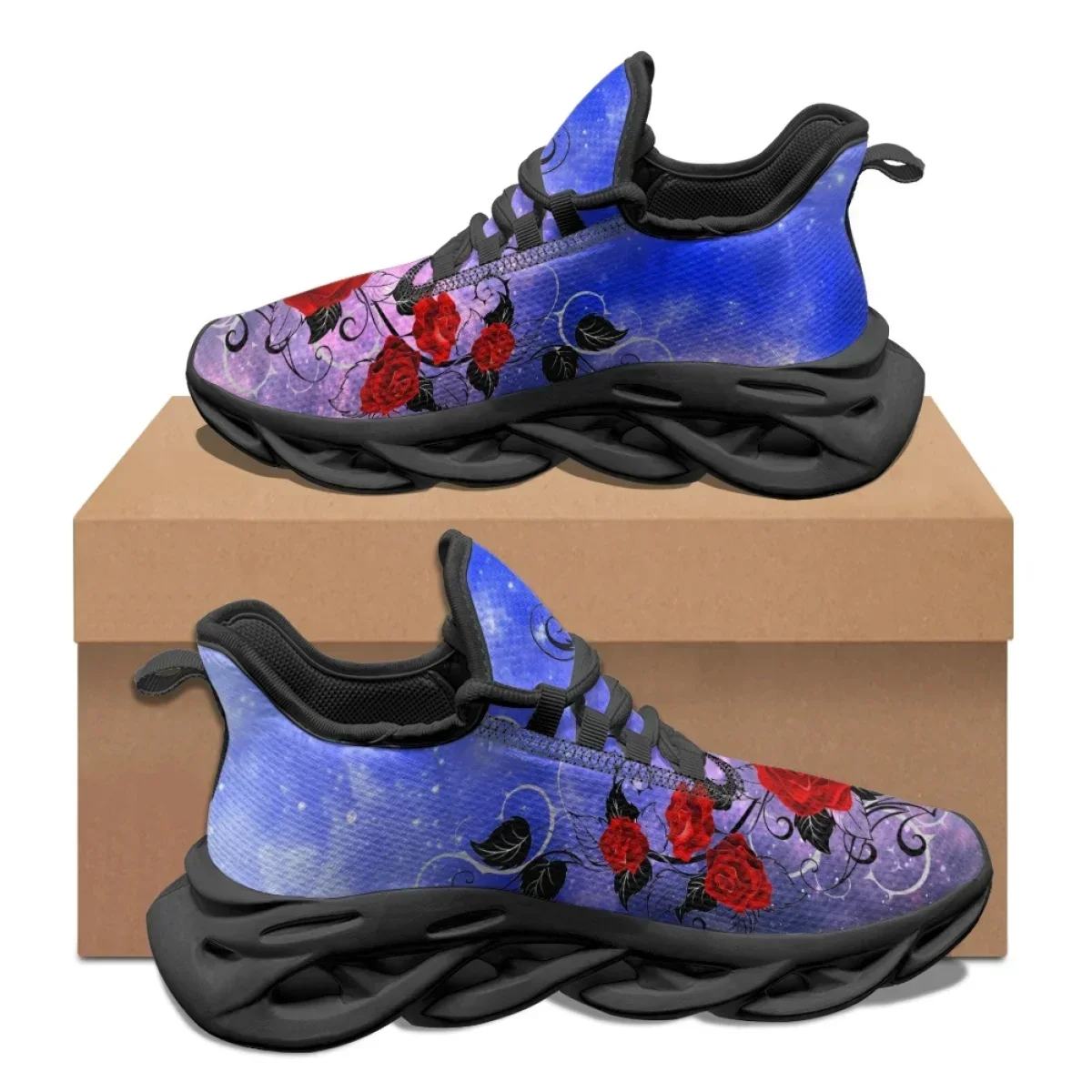 バレンタインデーギフト 3D レッドローズデザイン レディー - Men Shoes Red のレビューと価格