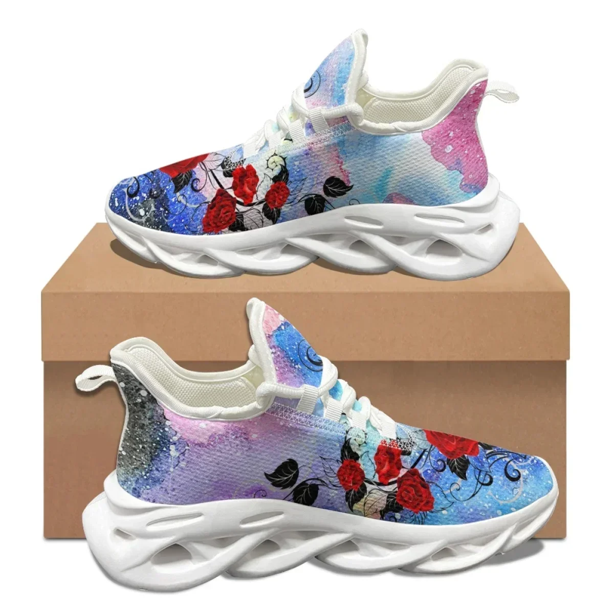 バレンタインデーギフト 3D レッドローズデザイン レディー - Men Shoes Red のレビューと価格