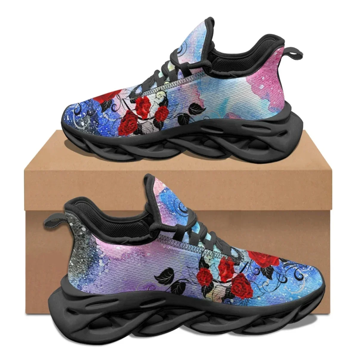 バレンタインデーギフト 3D レッドローズデザイン レディー - Men Shoes Red のレビューと価格