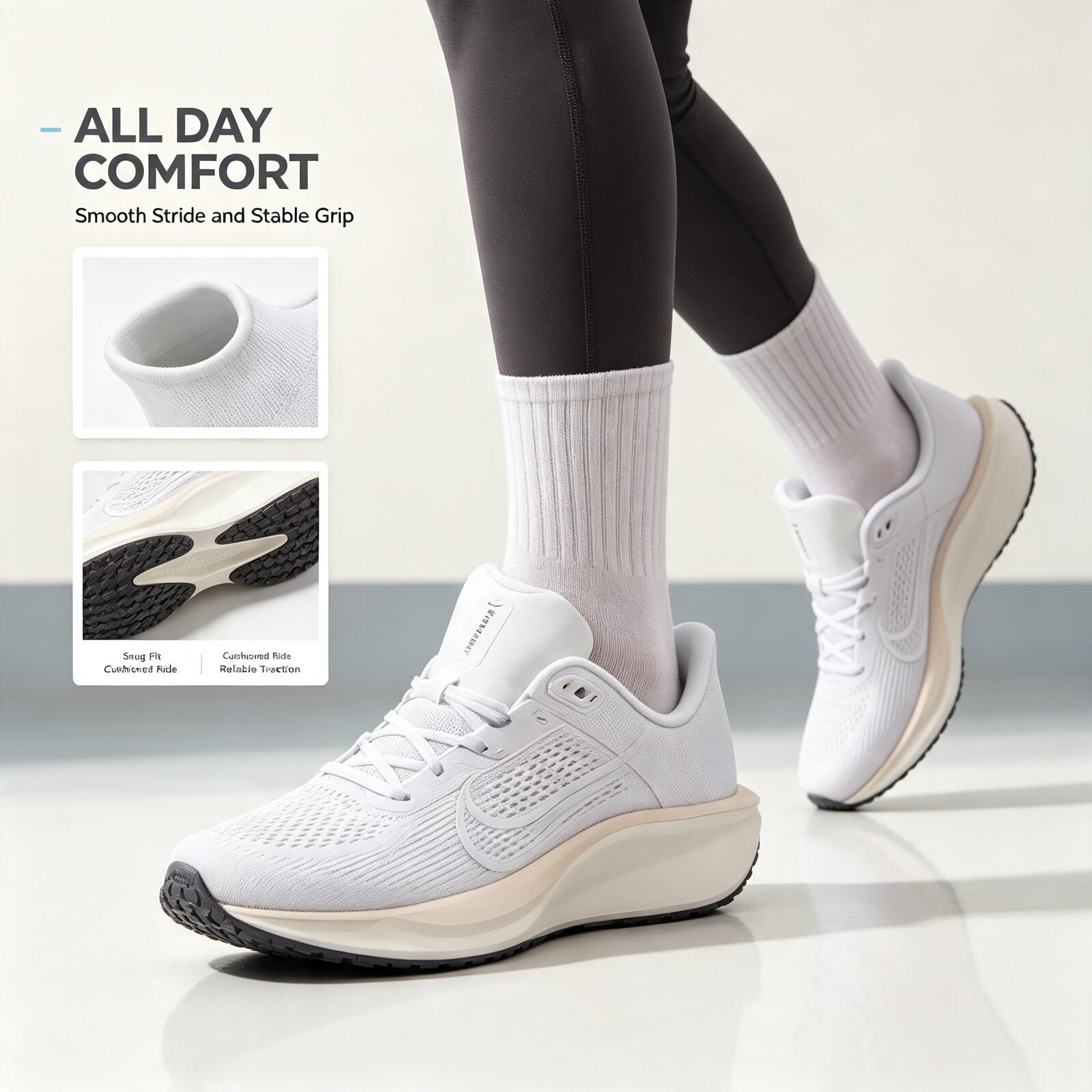 ナイキ限定版メンズホワイトランニングシューズ、軽量通気性メッ - Men Shoes Size Nike のレビューと価格